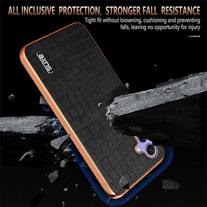 AZNS For Samsung Galaxy A34 5G Electroplating Case Crocodile Texture Leather+TPU Phone Cover