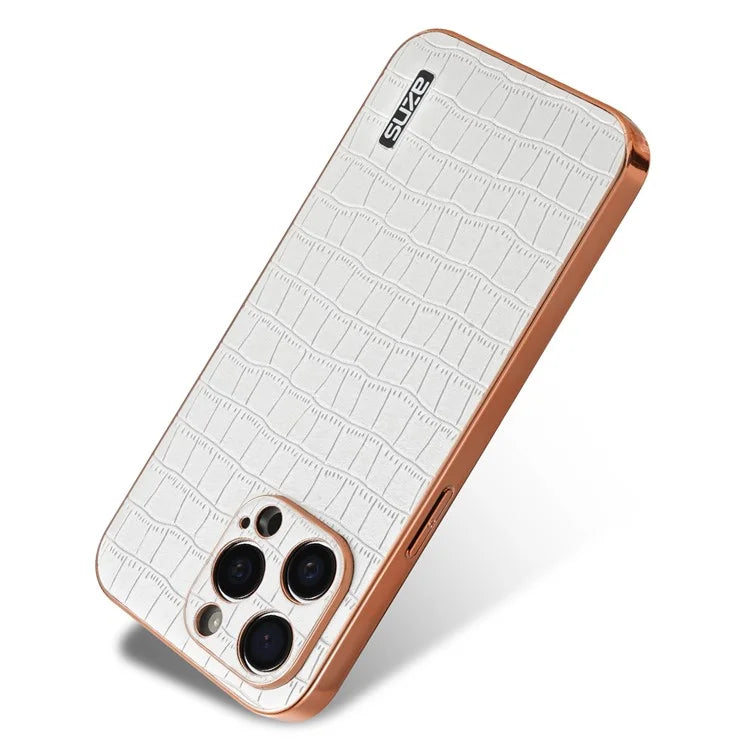 AZNS For iPhone 15 Pro Max Shockproof Case Crocodile Texture PU+TPU Slim Phone Cover
