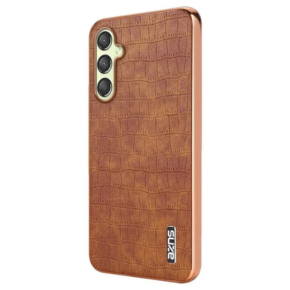 AZNS For Samsung Galaxy A05s 4G Phone Case Crocodile Texture Electroplated Leather+TPU Cover