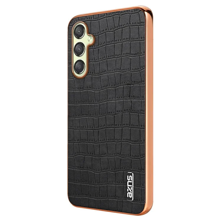 AZNS For Samsung Galaxy A05s 4G Phone Case Crocodile Texture Electroplated Leather+TPU Cover