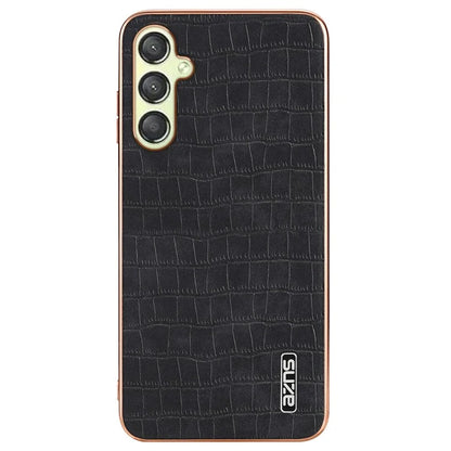 AZNS For Samsung Galaxy A05s 4G Phone Case Crocodile Texture Electroplated Leather+TPU Cover