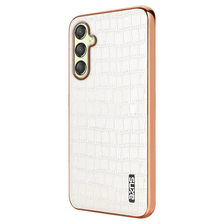 AZNS For Samsung Galaxy A05s 4G Phone Case Crocodile Texture Electroplated Leather+TPU Cover