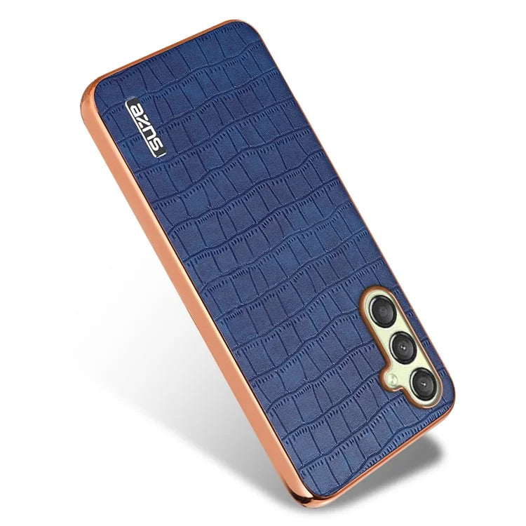 AZNS For Samsung Galaxy A05s 4G Phone Case Crocodile Texture Electroplated Leather+TPU Cover