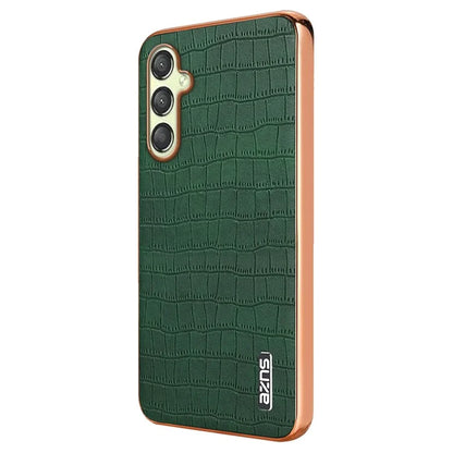 AZNS For Samsung Galaxy A05s 4G Phone Case Crocodile Texture Electroplated Leather+TPU Cover