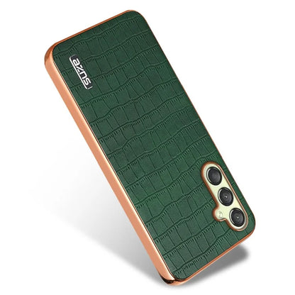 AZNS For Samsung Galaxy A05s 4G Phone Case Crocodile Texture Electroplated Leather+TPU Cover