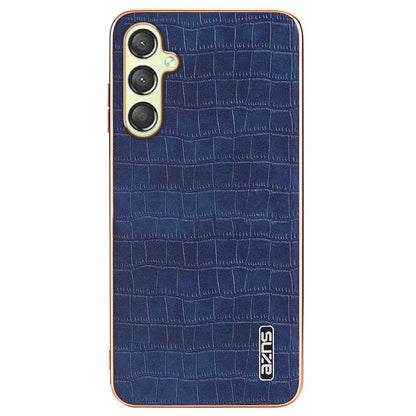AZNS For Samsung Galaxy M14 5G Case Electroplating Crocodile Texture Leather Coated TPU Phone Cover