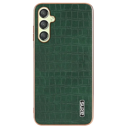 AZNS For Samsung Galaxy M14 5G Case Electroplating Crocodile Texture Leather Coated TPU Phone Cover