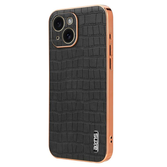 AZNS For iPhone 14 Plus Case Crocodile Texture PU+TPU Shockproof Phone Cover
