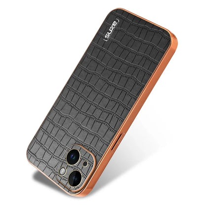AZNS For iPhone 14 Plus Case Crocodile Texture PU+TPU Shockproof Phone Cover