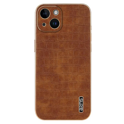 AZNS For iPhone 14 Plus Case Crocodile Texture PU+TPU Shockproof Phone Cover