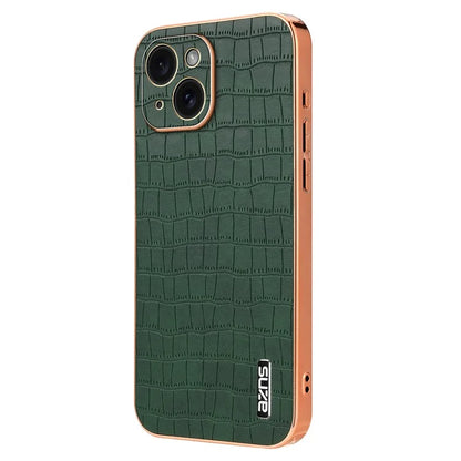 AZNS For iPhone 14 Plus Case Crocodile Texture PU+TPU Shockproof Phone Cover