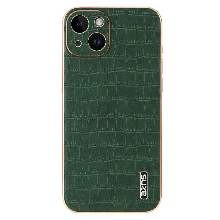 AZNS For iPhone 14 Plus Case Crocodile Texture PU+TPU Shockproof Phone Cover