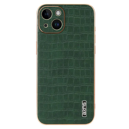 AZNS For iPhone 14 Plus Case Crocodile Texture PU+TPU Shockproof Phone Cover