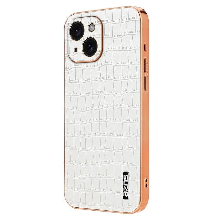 AZNS For iPhone 14 Plus Case Crocodile Texture PU+TPU Shockproof Phone Cover