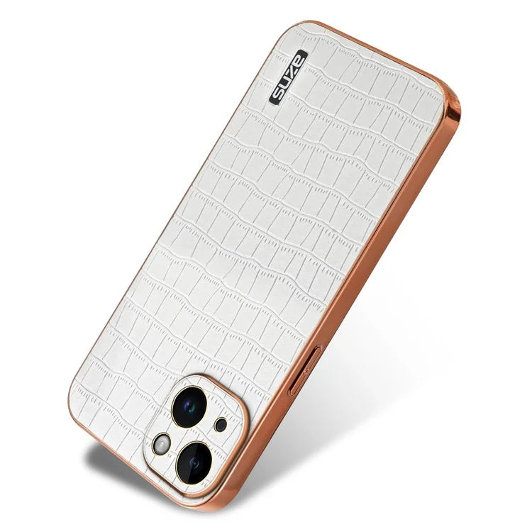 AZNS For iPhone 14 Plus Case Crocodile Texture PU+TPU Shockproof Phone Cover