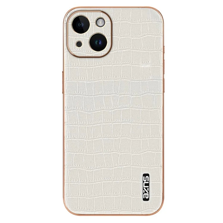 AZNS For iPhone 14 Plus Case Crocodile Texture PU+TPU Shockproof Phone Cover