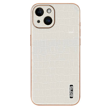 AZNS For iPhone 14 Plus Case Crocodile Texture PU+TPU Shockproof Phone Cover