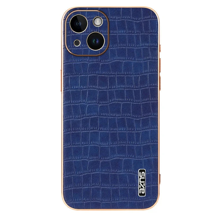 AZNS For iPhone 14 Plus Case Crocodile Texture PU+TPU Shockproof Phone Cover