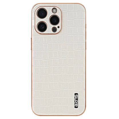 AZNS For iPhone 14 Pro Case Anti-Drop Crocodile Texture Leather+TPU Phone Cover