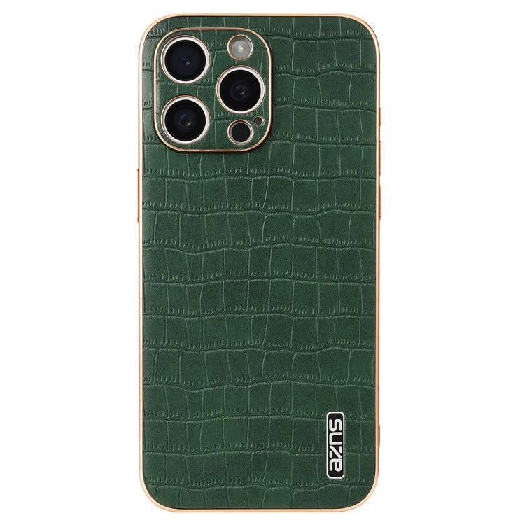 AZNS For iPhone 14 Pro Case Anti-Drop Crocodile Texture Leather+TPU Phone Cover