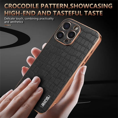 AZNS For iPhone 13 Pro Case Crocodile Texture Leather All Inclusive Back Phone Cover