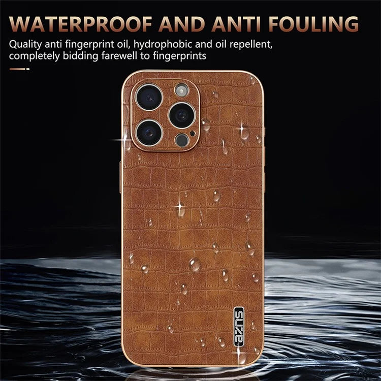 AZNS For iPhone 13 Pro Max Case Crocodile Texture Electroplating PU+TPU Phone Cover