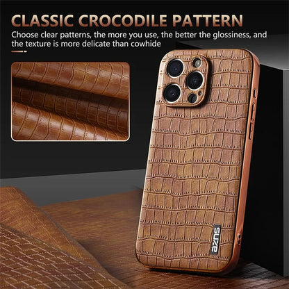 AZNS For iPhone 13 Pro Max Case Crocodile Texture Electroplating PU+TPU Phone Cover