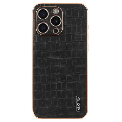 AZNS For iPhone 13 Pro Max Case Crocodile Texture Electroplating PU+TPU Phone Cover