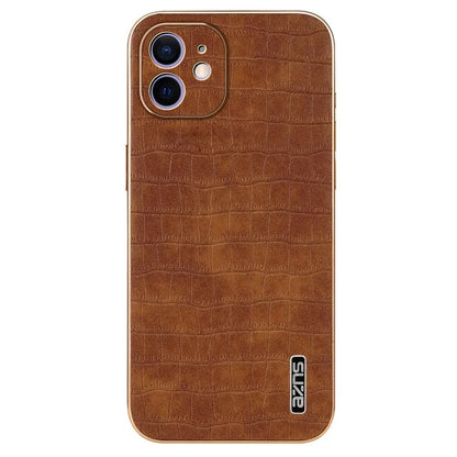AZNS For iPhone 12 Case Crocodile Texture PU+TPU Shockproof Phone Cover