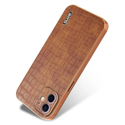 AZNS For iPhone 12 Case Crocodile Texture PU+TPU Shockproof Phone Cover