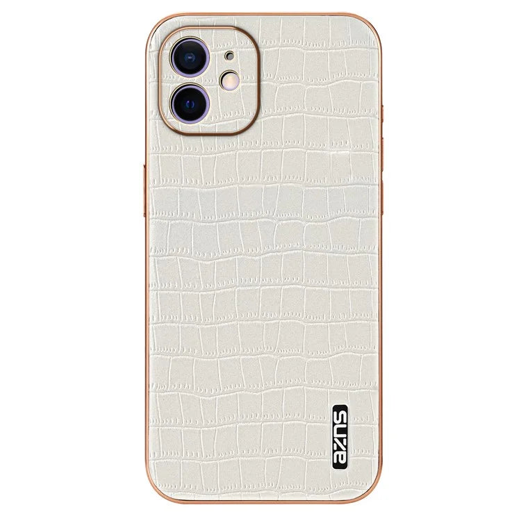 AZNS For iPhone 12 Case Crocodile Texture PU+TPU Shockproof Phone Cover