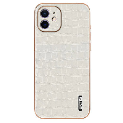 AZNS For iPhone 12 Case Crocodile Texture PU+TPU Shockproof Phone Cover