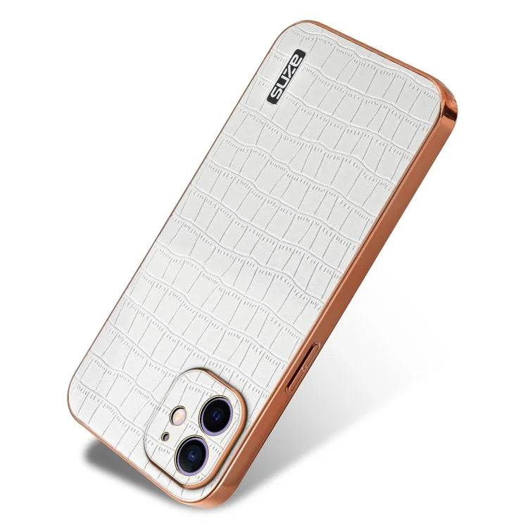 AZNS For iPhone 12 Case Crocodile Texture PU+TPU Shockproof Phone Cover