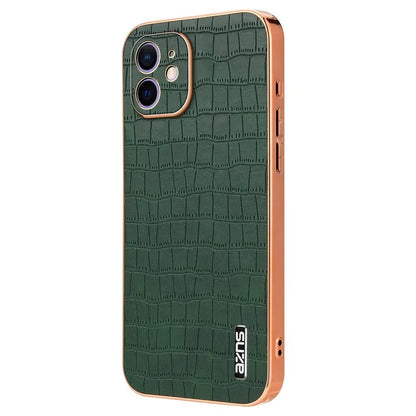 AZNS For iPhone 12 Case Crocodile Texture PU+TPU Shockproof Phone Cover