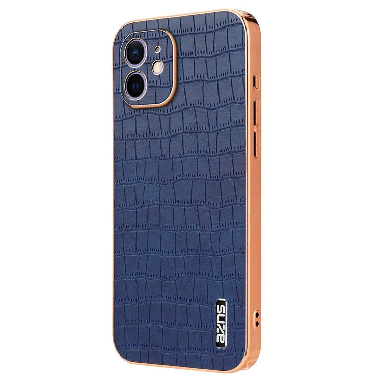 AZNS For iPhone 12 Case Crocodile Texture PU+TPU Shockproof Phone Cover