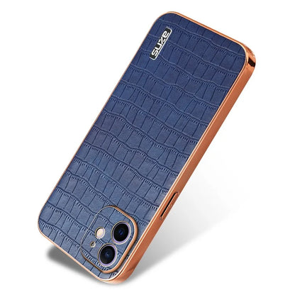 AZNS For iPhone 12 Case Crocodile Texture PU+TPU Shockproof Phone Cover