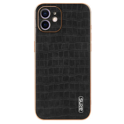 AZNS For iPhone 12 Case Crocodile Texture PU+TPU Shockproof Phone Cover