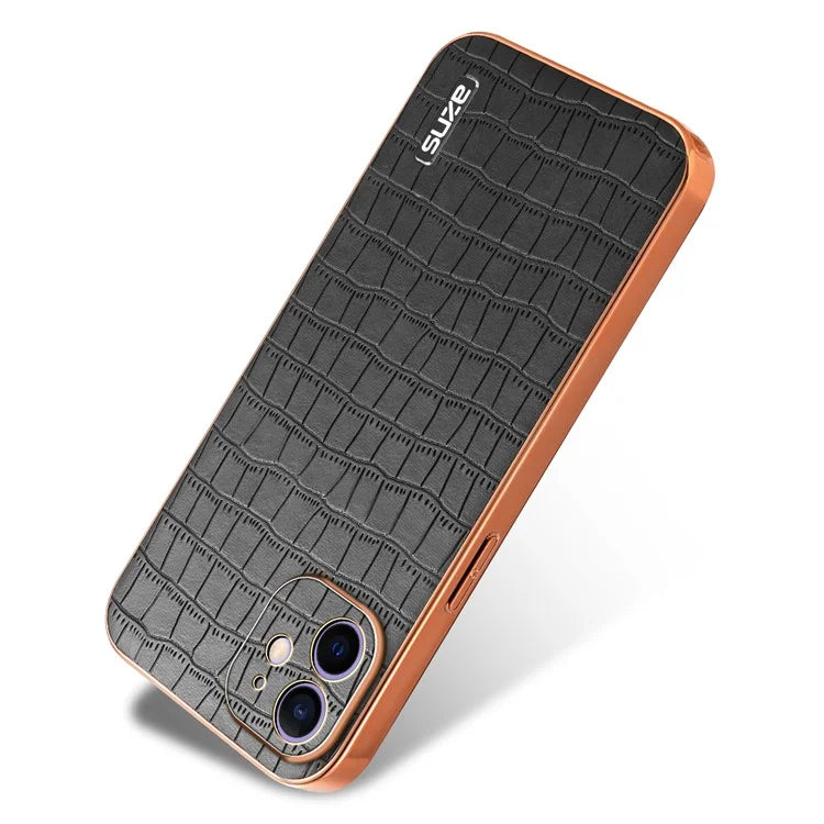 AZNS For iPhone 12 Case Crocodile Texture PU+TPU Shockproof Phone Cover