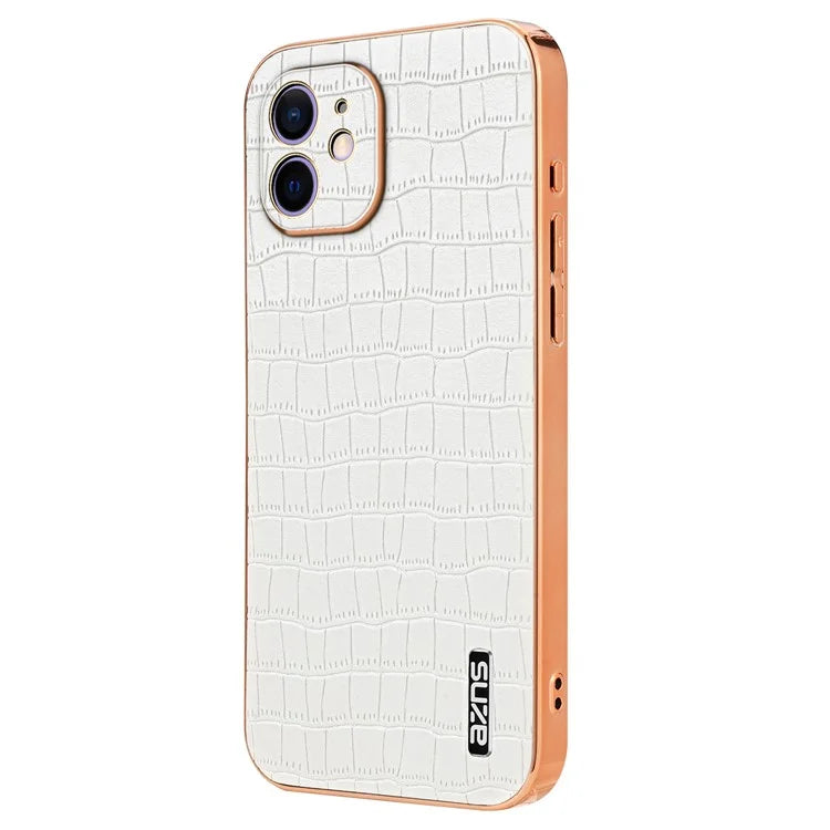 AZNS For iPhone 11 Case Anti-Drop Crocodile Texture PU+TPU Phone Cover