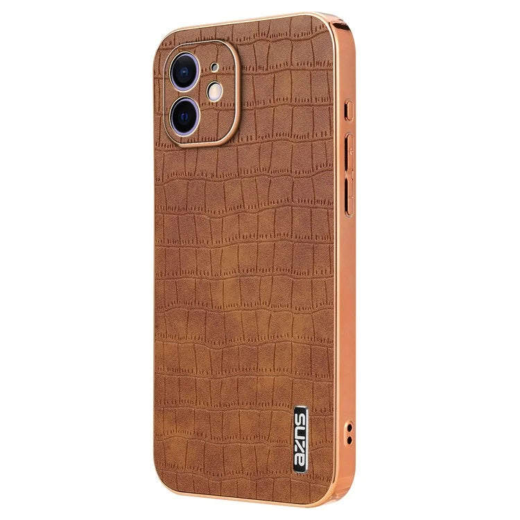 AZNS For iPhone 11 Case Anti-Drop Crocodile Texture PU+TPU Phone Cover