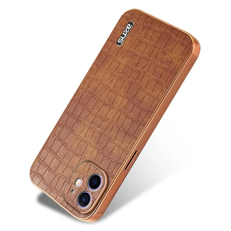 AZNS For iPhone 11 Case Anti-Drop Crocodile Texture PU+TPU Phone Cover