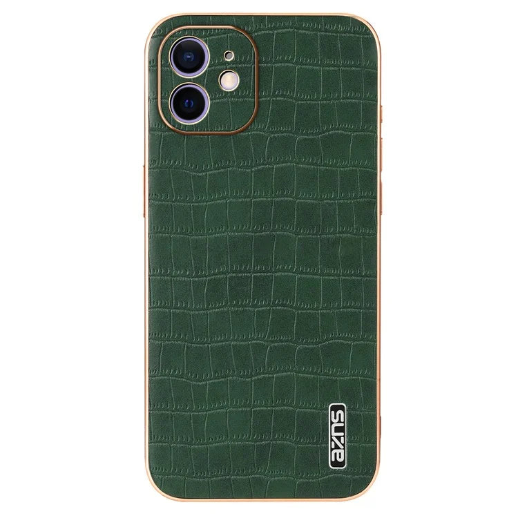 AZNS For iPhone 11 Case Anti-Drop Crocodile Texture PU+TPU Phone Cover
