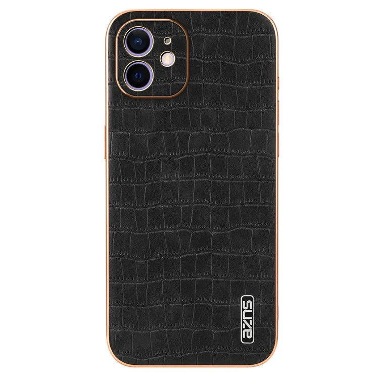 AZNS For iPhone 11 Case Anti-Drop Crocodile Texture PU+TPU Phone Cover