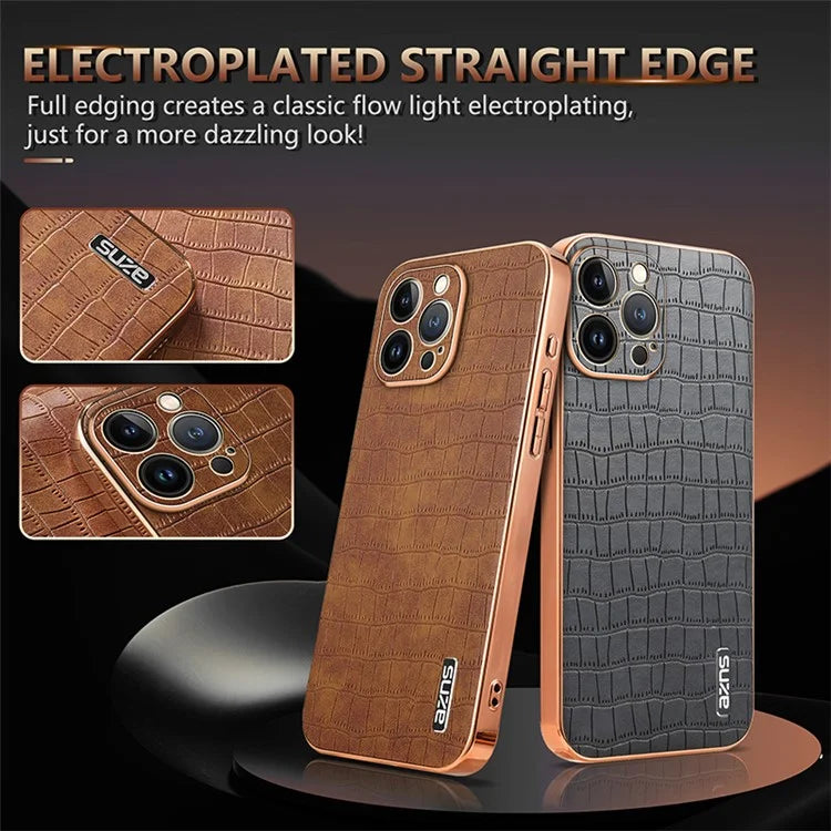 AZNS For iPhone 11 Pro Case Crocodile Texture PU+TPU Protective Phone Cover