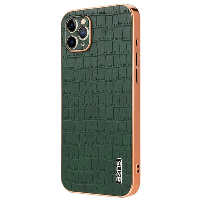 AZNS For iPhone 11 Pro Max Case Crocodile Texture PU+TPU Electroplating Phone Cover
