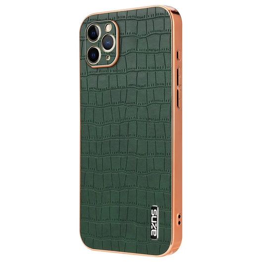 AZNS For iPhone 11 Pro Max Case Crocodile Texture PU+TPU Electroplating Phone Cover