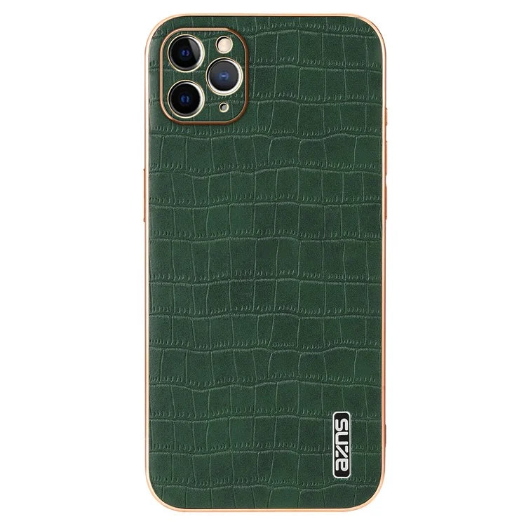 AZNS For iPhone 11 Pro Max Case Crocodile Texture PU+TPU Electroplating Phone Cover
