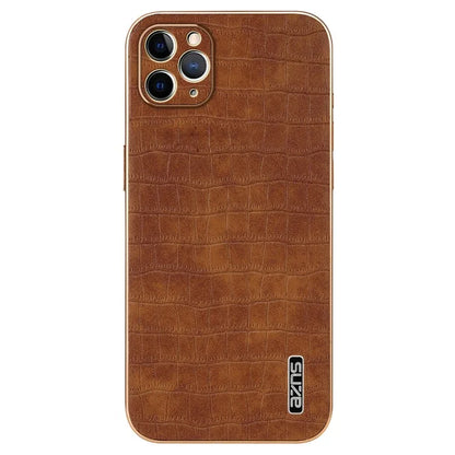 AZNS For iPhone 11 Pro Max Case Crocodile Texture PU+TPU Electroplating Phone Cover