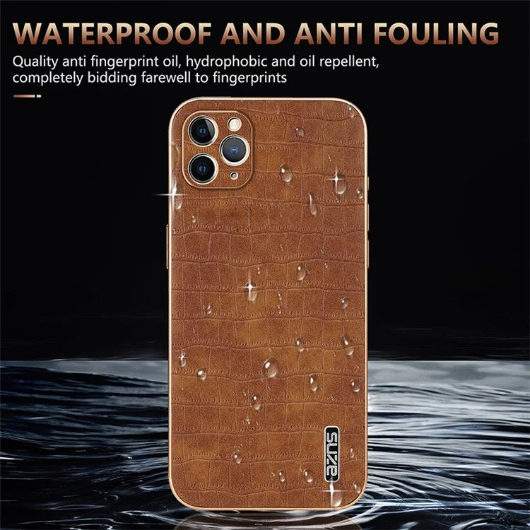 AZNS For iPhone 11 Pro Max Case Crocodile Texture PU+TPU Electroplating Phone Cover