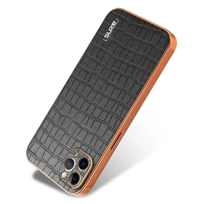 AZNS For iPhone 11 Pro Max Case Crocodile Texture PU+TPU Electroplating Phone Cover
